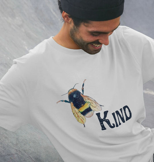 Bee Kind - Black Print - Men's Longline T-Shirt