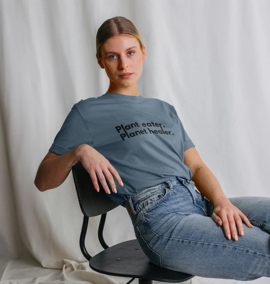 Planet Healer - Black Print - Women's Relaxed Fit T-Shirt