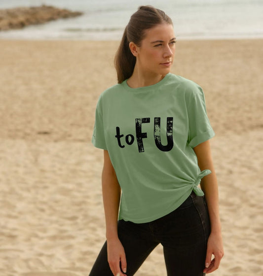 toFU - Black Print - Women's Relaxed Fit T-Shirt
