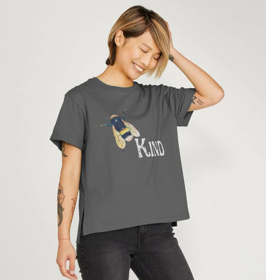 Bee Kind - White Print - Women's Relaxed Fit T-Shirt